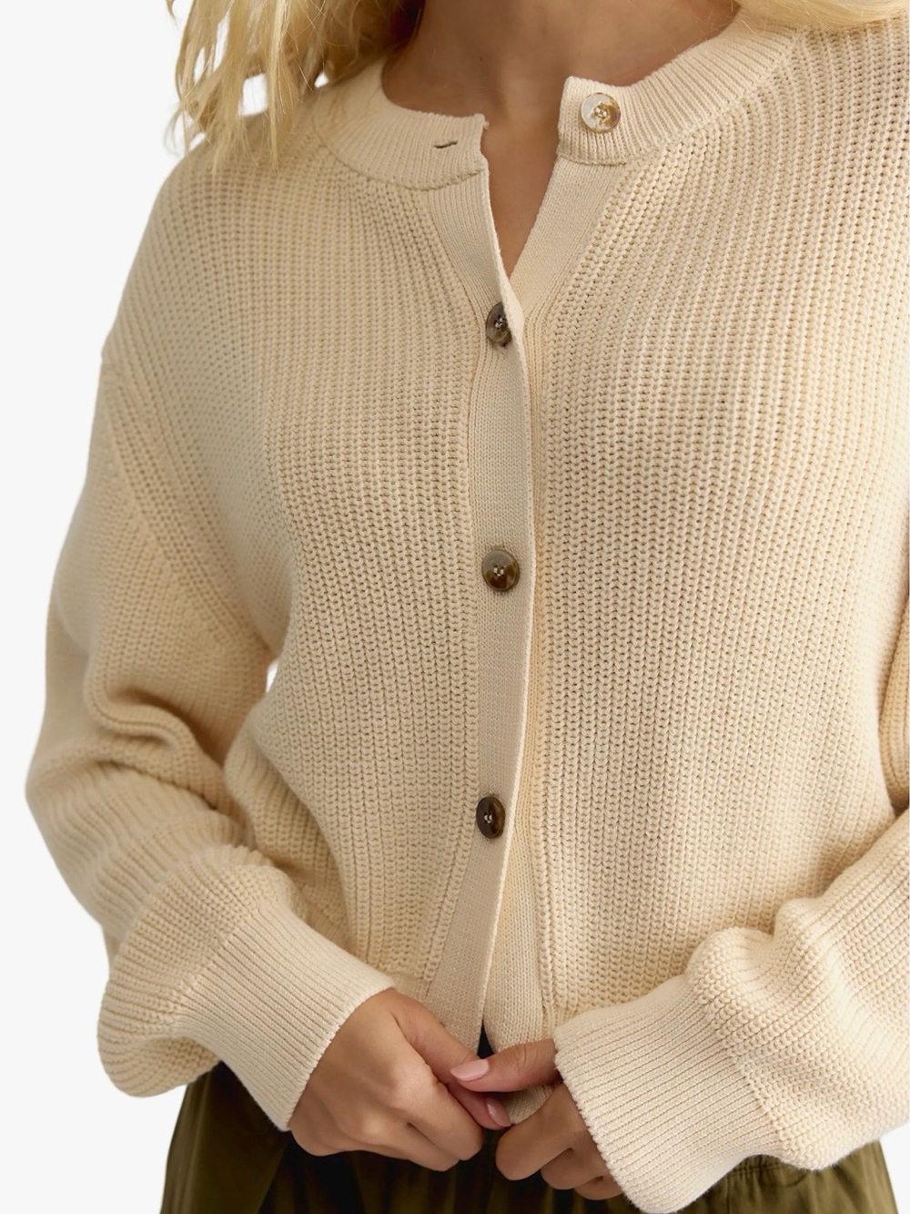 Free People Ivory Cotton Chunky Knit Cardigan NWT Size M